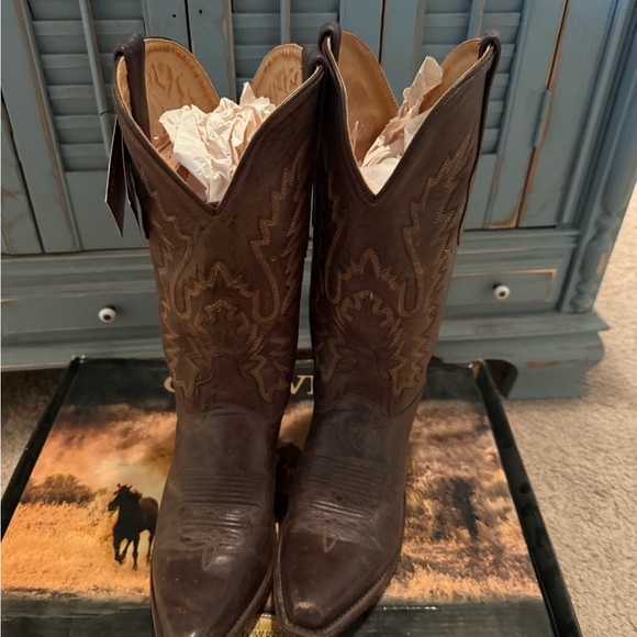 New Old West Dark Brown Western cowboy cowgirl boots 7.5 $200.00 - Picture 3 of 9
